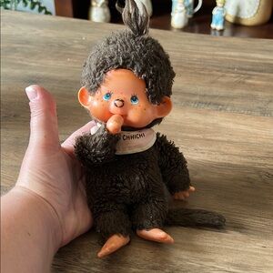 vintage soft Monchhichi toy, rubber face monkey, Monchhichi Sekiguchi plus